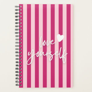 Pink Aesthetic Journal, Self Love Spiral Notebook Planner