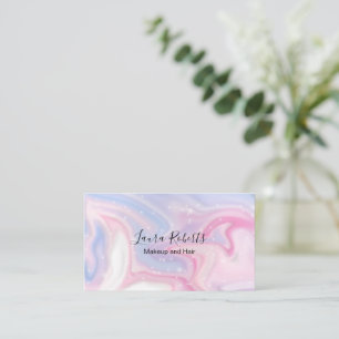 Pink Aesthetic Marble Glitter Business Card