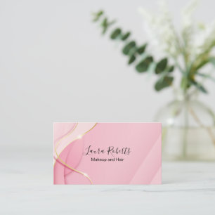 Pink Aesthetic Marble Glitter Business Card