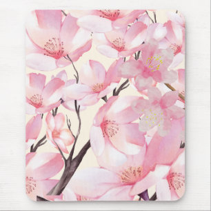 Pink Aesthetic Sakura Cherry Blossom Pink Flowers  Mouse Mat