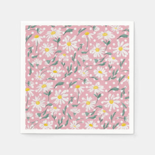 PINK AESTHETIC SPRING FLORAL DAISIES DECOUPAGE NAPKIN