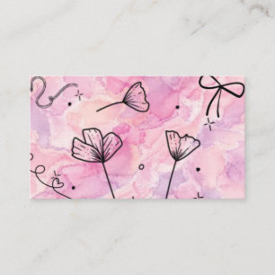 Pink Aesthetic Watercolor & Business Card