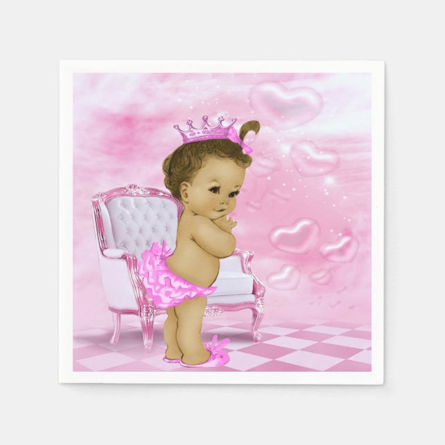Pink African American Baby Shower Napkin (Front)
