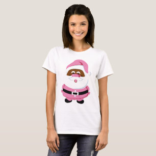 Pink African-American black Santa Claus Christmas T-Shirt