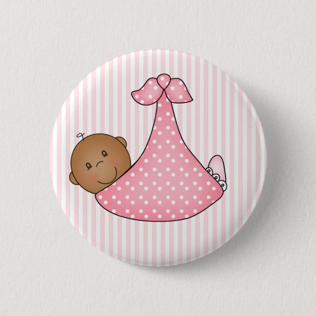 Pink African American Girl in Blanket 6 Cm Round Badge (Front)