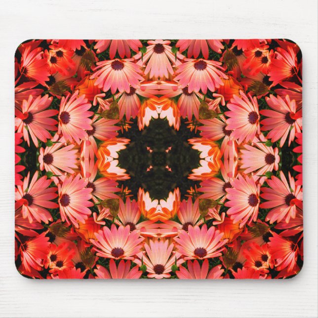 Pink African Daisies Abstract Floral Art Mouse Mat (Front)