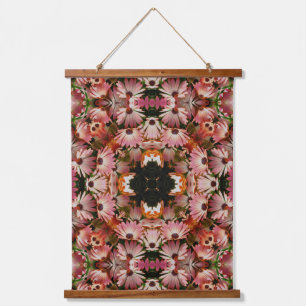 Pink African Daisies Flower Abstract Art Hanging Tapestry