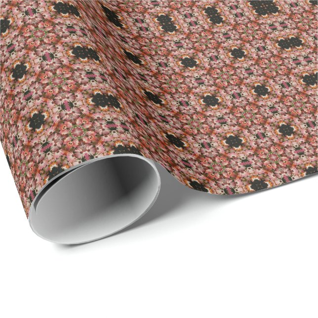 Pink African Daisies Kaleidoscope Floral    Wrapping Paper (Roll Corner)