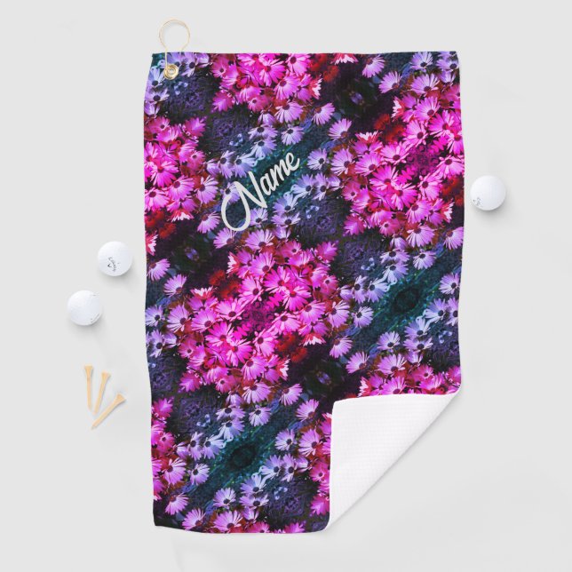 Pink African Daisy Flowers Abstract Personalised  Golf Towel (InSitu)