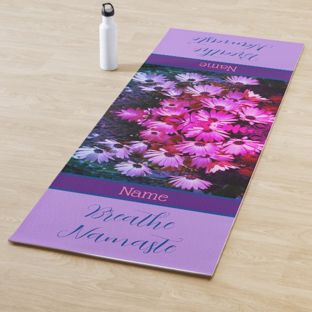 Pink African Daisy Flowers Abstract Personalised Yoga Mat (In Situ)