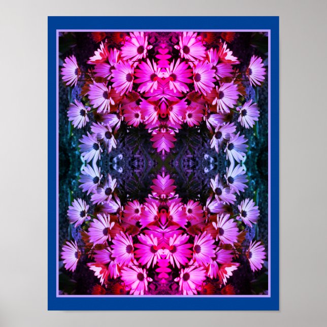 Pink African Daisy Flowers Mirror Abstract Tinted Poster (Front)