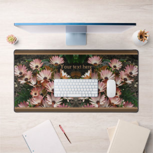 Pink African Daisy Flowers Personalised Desk Mat