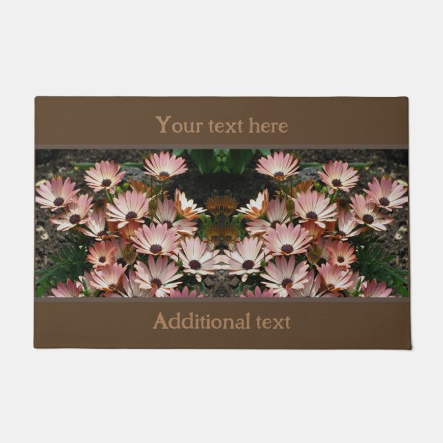 Pink African Daisy Flowers Personalised Doormat (Front)