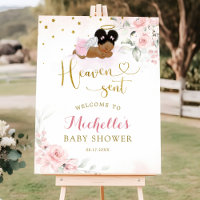 Pink Afro Angel Baby Heaven Sent Welcome Sign