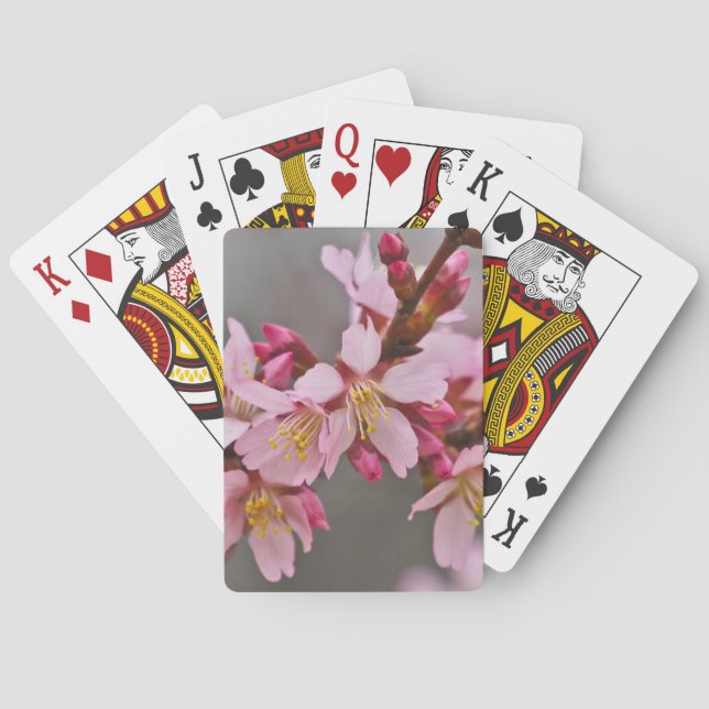 Pink Against A Grey Sky Japanese Cherry Blossoms Playing Cards (Back)