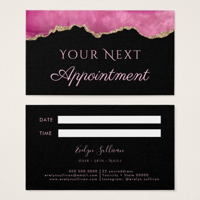 Pink Agate Appointment Card (Front & Back)