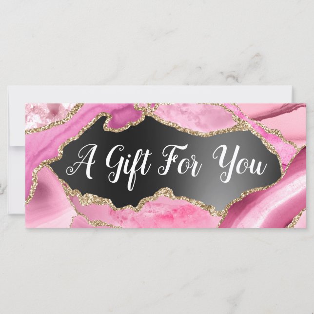Pink Agate Black Foil Gift Certificate (Front)