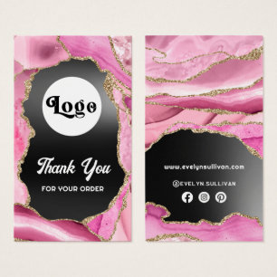 Pink agate black foil package insert