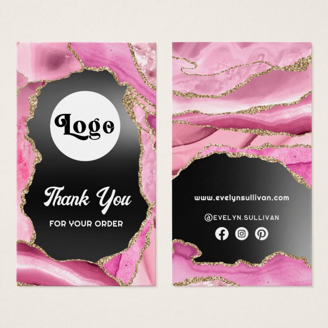 Pink agate black foil package insert (Front & Back)