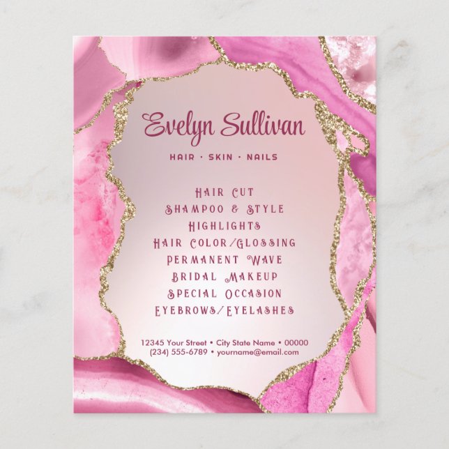 Pink Agate Faux Foil Flyer (Front)