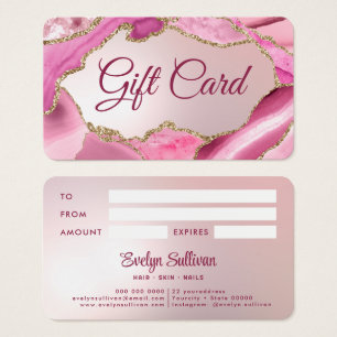 Pink Agate Faux Foil Gift Card