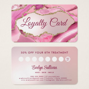 Pink Agate Faux Foil Loyalty Card
