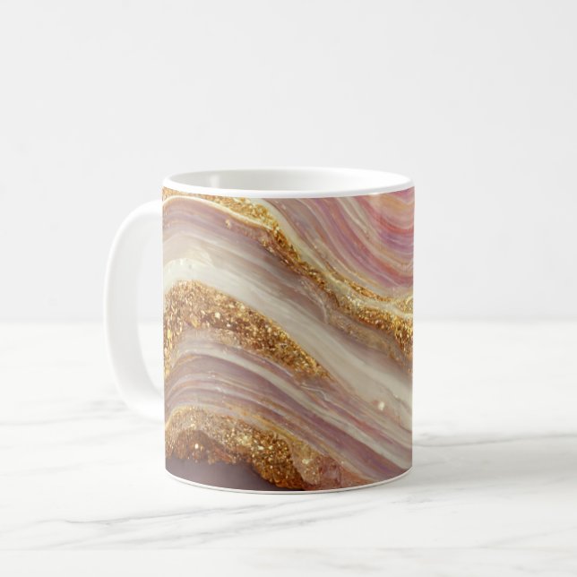 Pink Agate Geode Stone Coffee Mug (Front Left)