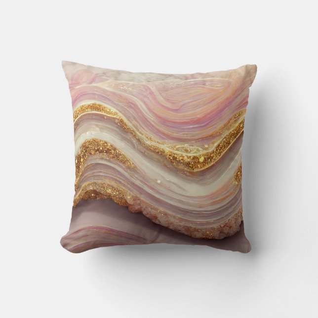 Pink Agate Geode Stone Cushion (Front)