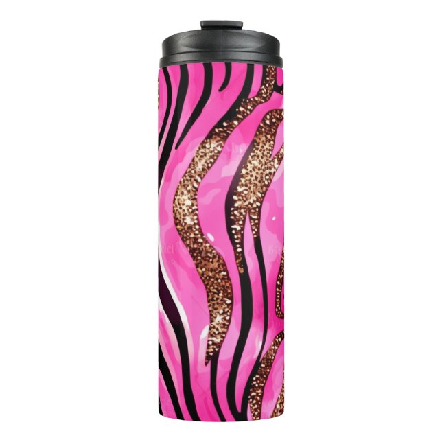 Pink Agate Glitter Thermal Tumbler 12oz (Front)