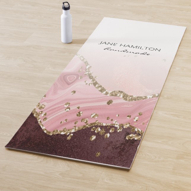 Pink Agate Marble Glitter Exercise Mat (In Situ)