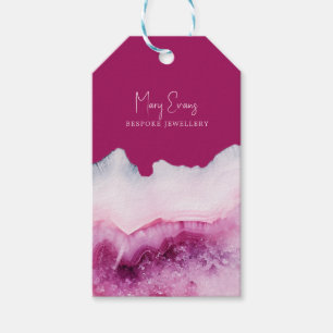Pink agate necklace display card gift tags