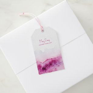 Pink agate necklace display card gift tags