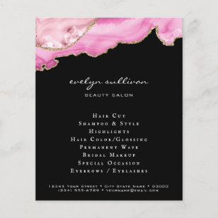 pink agate on black beauty salon flyer