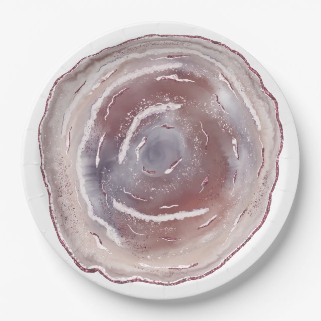 Pink Agate  Paper Plate (Front)