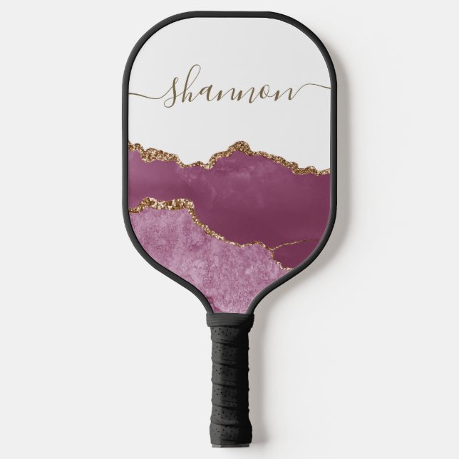 Pink Agate Pickleball Paddle (Front)