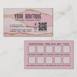 Pink Agate QR Code Reward Business Card