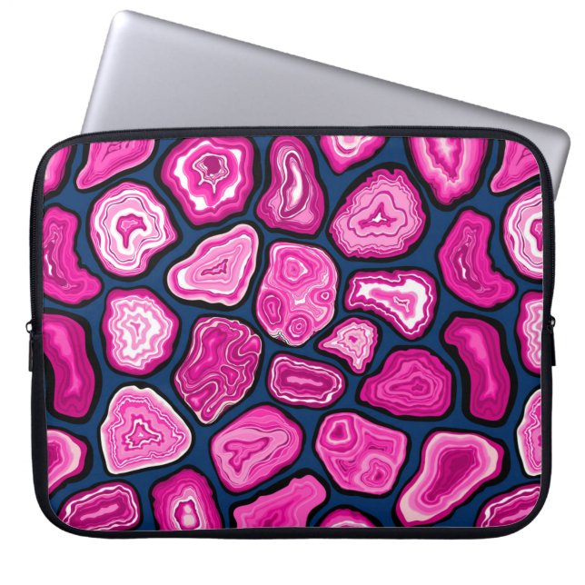 Pink agate slices laptop sleeve (Front)