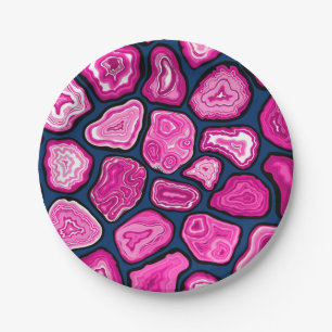 Pink agate slices paper plate