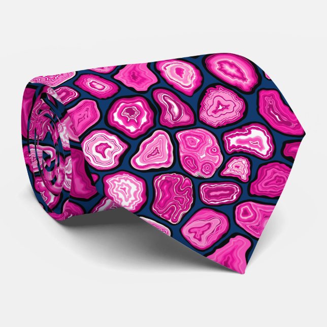 Pink agate slices tie (Rolled)