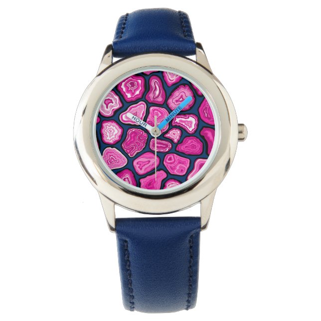 Pink agate slices watch (Front)