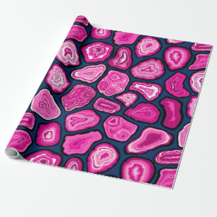Pink agate slices wrapping paper