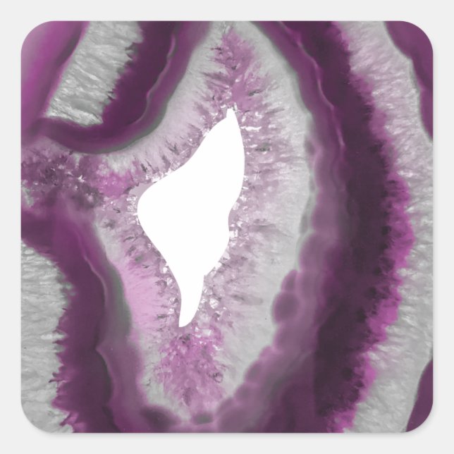 Pink Agate Square Sticker (Front)