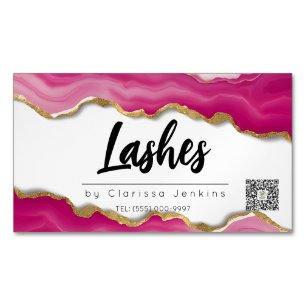 pink agate Trendy Modern Lash Extensions Beauty Magnetic Business Card