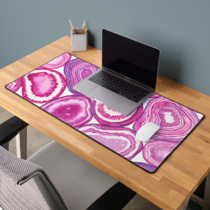 Pink agate watercolor desk mat