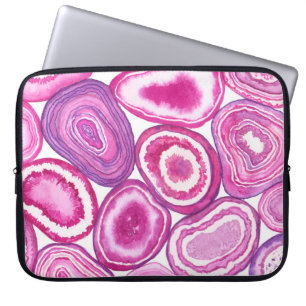 Pink agate watercolor laptop sleeve