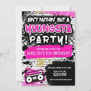 Pink Ain't Nothin' but a Youngsta Party Hip Hop  Invitation