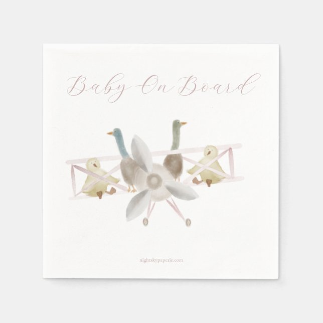Pink Airplane Baby Shower Napkins (Front)