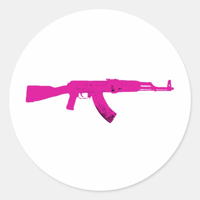 Pink AK-47 Classic Round Sticker (Front)