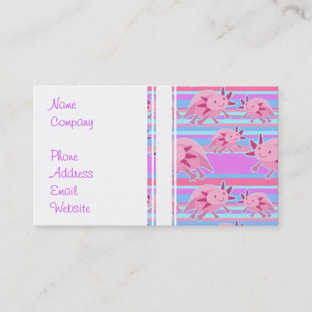 Pink Albino Axolotl Pattern Business Card (Front)