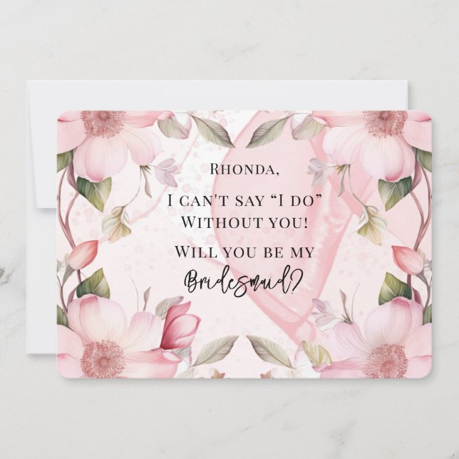 Pink Alcohol Ink Floral Will You Be My Bridesmaid Invitation (Front)
